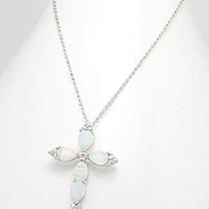 Opal Gems 925 SS Cross Necklace